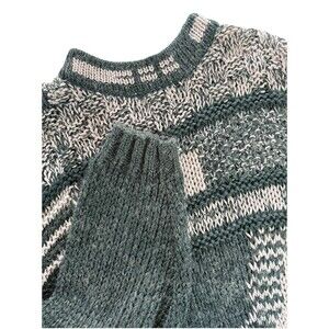 VTG Street Scenes Men’s 90s Chunky Patchwork Abstract Geometric Sweater Size Lg